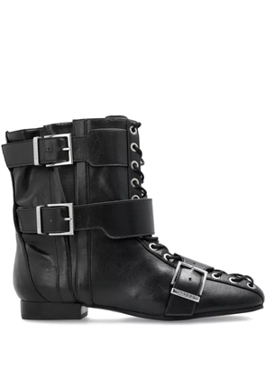GANNI buckled lace-up combat boots - Black