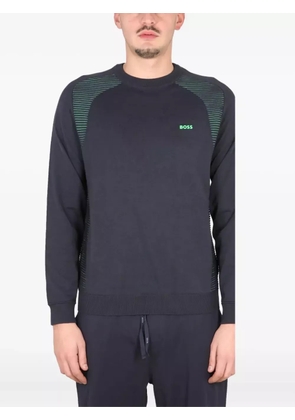 BOSS striped-panel crew neck sweatshirt - Blue
