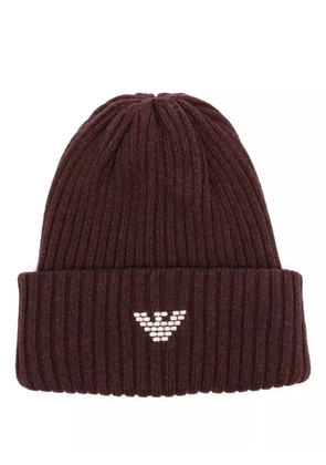 Emporio Armani logo-embroidered beanie - Brown