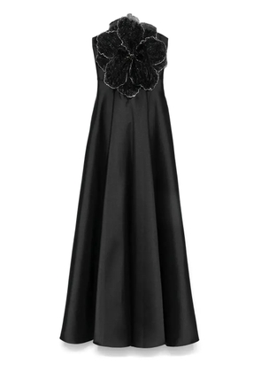 NISSA floral-appliqué maxi dress - Black