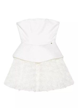 NISSA floral-detail peplum mini dress - White