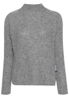 HUGO ribbed-knit brushed jumper - Grey