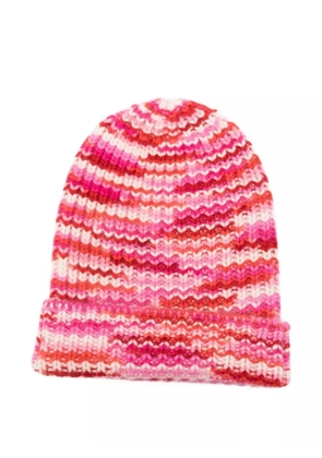 HURRAY striped cashmere beanie hat - Pink