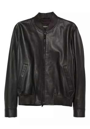 Emporio Armani leather bomber jacket - Brown