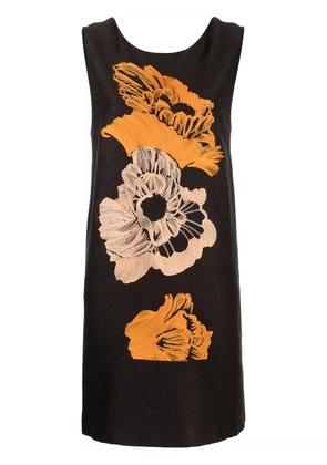 Ferragamo embroidered-floral detail dress - Brown