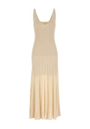 ISABEL MARANT ribbed v-neck midi dress - Neutrals