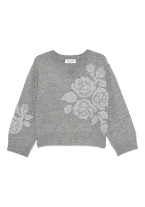 Blugirl floral-pattern v-neck sweater - Grey