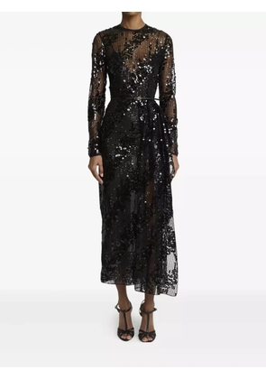 Elie Saab sequined long-sleeve midi dress - Black