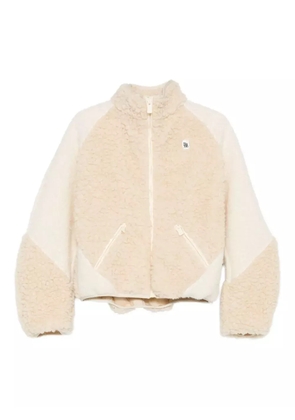 Bacon logo-patch faux fur coat - Neutrals
