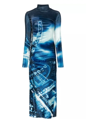 Jean Paul Gaultier Pigalle-print velvet dress - Blue