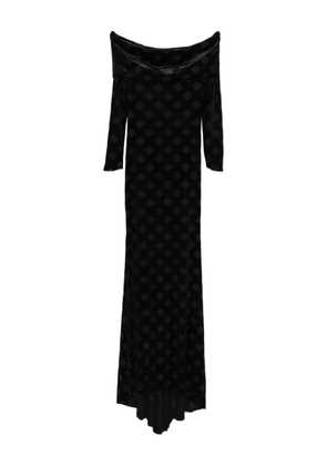 ALESSANDRO LEGORA Bardot-neck diamond-pattern gown - Black