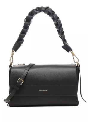 Coccinelle braided-handle leather shoulder bag - Black