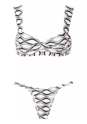 Amir Slama wave-print tanga bikini set - White