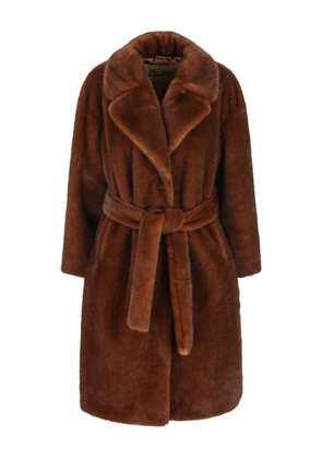 Herno faux-fur belted coat - Brown