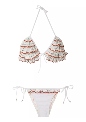 Amir Slama ruffled triangle bikini set - White