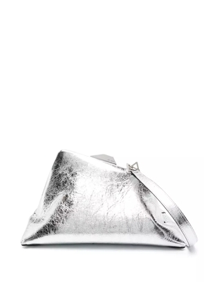 The Attico Day Off metallic leather clutch bag - Silver