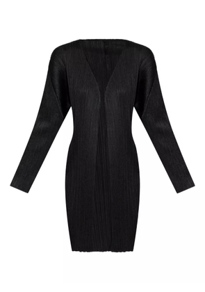 Pleats Please Issey Miyake long-slevees pleated coat - Black