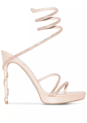 René Caovilla crystal-embellished 120mm stiletto sandals - Neutrals