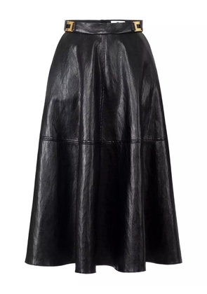 Elisabetta Franchi leather-effect belted midi skirt - Black