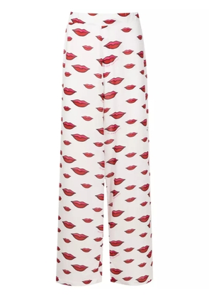 Amir Slama lips-motif straight trousers - White