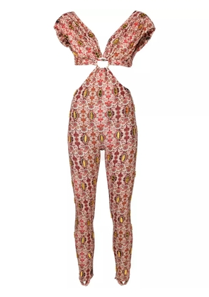 Amir Slama floral-print cut-out jumpsuit - Multicolour