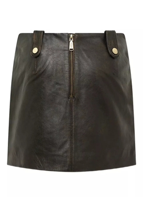 Blugirl treated leather mini skirt - Brown