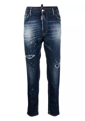 DSQUARED2 paint-splatter ripped skinny jeans - Blue