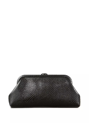Jimmy Choo Skylar snake-printed leather clutch bag - Black