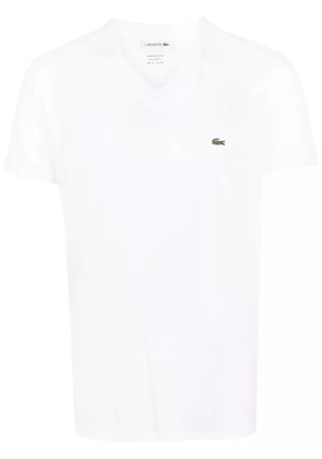 Lacoste logo-patch V-neck cotton T-shirt - White