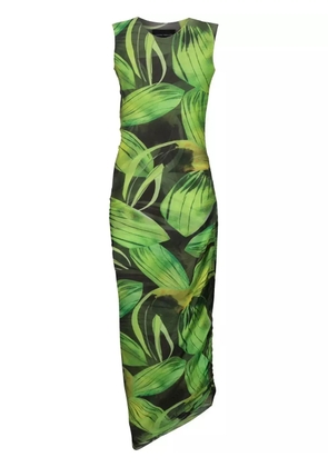 Louisa Ballou 0-0-0-print sleeveless mesh midi dress - Green
