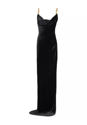 Balmain embellished velvet slit dress - Black