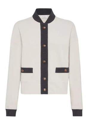 Brunello Cucinelli button-fastening panelled sweatshirt - Neutrals