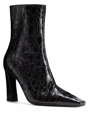 Giuseppe Zanotti Janiee Bootie 90 crocodile-effect square-toe boots - Black