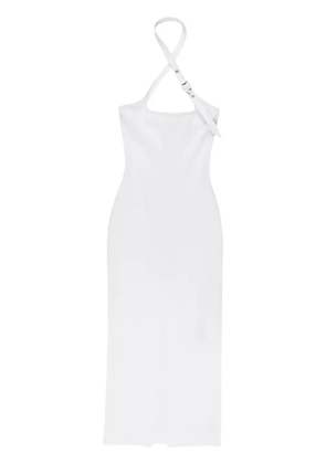 The Attico decorative-buckle halterneck dress - White