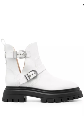 Stuart Weitzman Maverick Bedford bucked leather boots - White