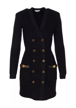 Elisabetta Franchi twist-lock ribbed-knit mini dress - Black