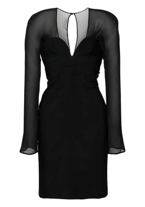 Genny crystal-embellishment rear-slit dress - Black