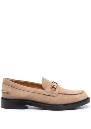 Tod's logo-plaque leather loafers - Neutrals