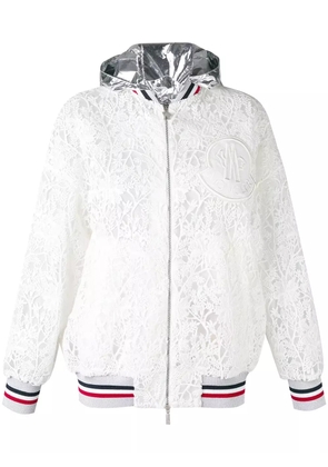 Moncler embroidered hooded jacket - White