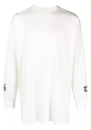 Y-3 GFX L/S logo-flocked T-shirt - White