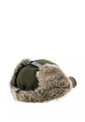 and Wander faux fur ear flaps logo hat - Green