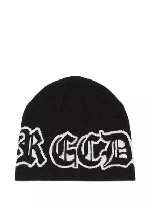 GCDS embroidered logo beanie hat - Black