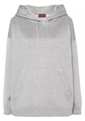 Gucci embossed-logo mélange-effect hoodie - Grey