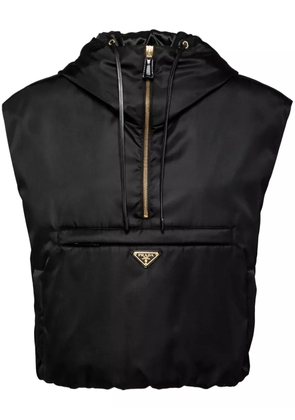 Prada Re-Nylon triangle-logo hooded vest - Black