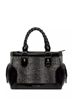 Burberry Pre-Owned 2000-2017 Leather Trimmed Wool Cargo handbag - Black