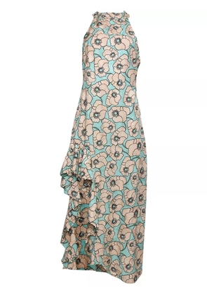 Agua By Agua Bendita Gerbera floral-print dress - Blue