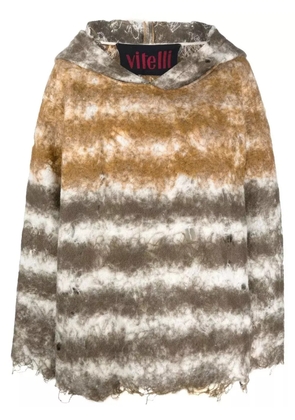 VITELLI distressed stripe-print hoodie - Brown