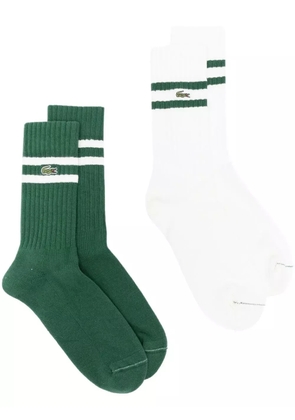 Lacoste logo-patch striped socks pack - Green