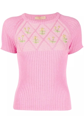 CORMIO floral embroidery-detail knit top - Pink