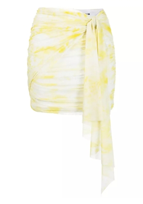 MSGM graphic-print ruched miniskirt - Yellow